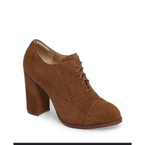 Isola Holli Bootie Women's 8 Brown Suede Leather Lace Up Oxford Heeled Twee